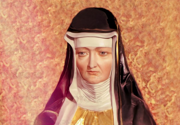 Figure of Hildegard of Bingen, Sibyl of the Rhine, 1098 – 1179, German Benedictine abbess and