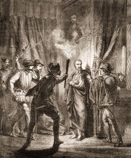 Gaspard II de Coligny, Comte de Coligny, impressing his murderers, The Massacre of St.