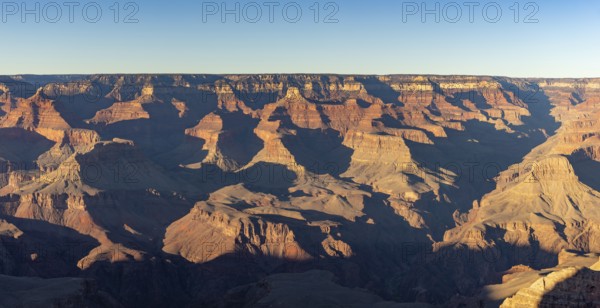 A picture of the landscape of the Grand Canyon National Park as seen from the south rim, Mather