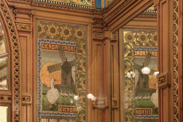 Art Nouveau brasserie La Cigale on Place Graslin in the evening, Nantes, Loire-Atlantique