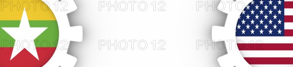 Web Banner, Header Layout Template. Politic and economic relationship between USA and Myanmar.