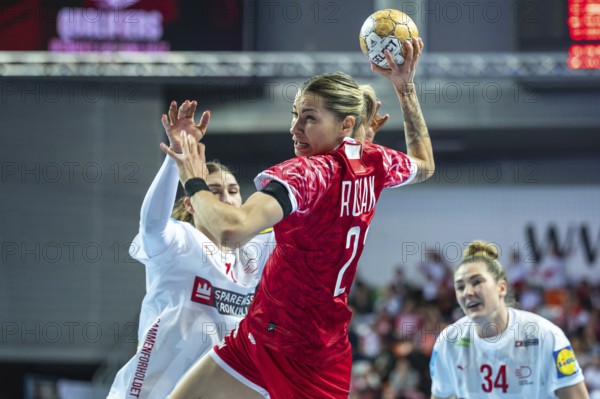 LUBIN, POLAND - FEBRUARY 28, 2024: qualifications for the European Championships handball women's