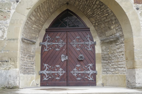 Historic portal, new building hall, door lock, decoration, granary, Middle Ages, Schwäbisch Hall,