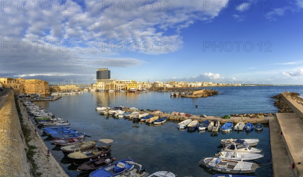 Gallipoli, Italy, 29 November, 2023: view of the harbor and sports marina of Gallipoli in Apulia,