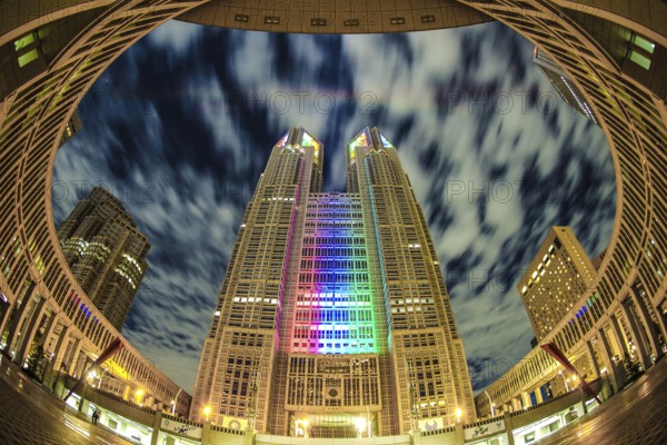 Tokyo Metropolitan Government (Olympic and Paralympic color light up). Shooting Location: Tokyo