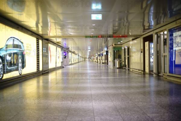Frankfurt, Germany - November 25, 2016: An subway or connecting tunnel of individual airport