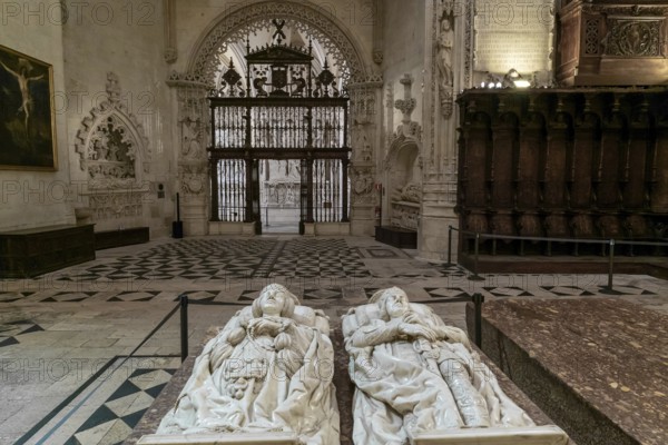 Burgos, Spain, 14 April, 2024: view of the tomb of the Duke and Duchess of Frias in the Chapel of