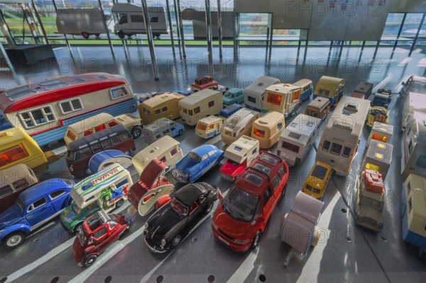 Collection of car and caravan models, interior view, Erwin Hymer Museum, caravans, Bad forest lake,