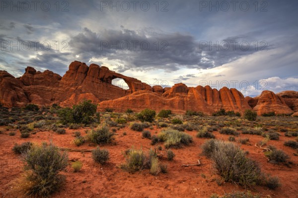 Sunset in Arches National Park, Moab, Utah, USA. Bordered by the Colorado River in the southeast,