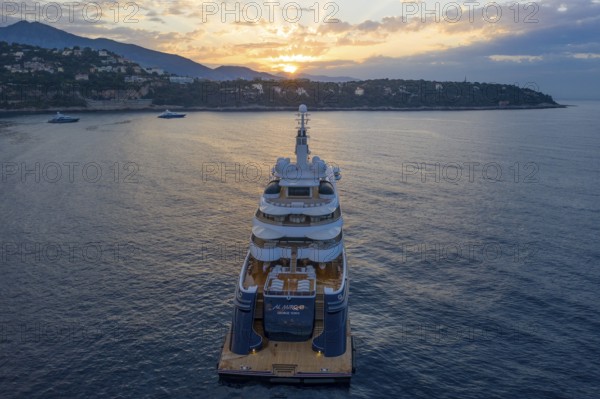 Aerial view of 133 metre motor yacht AL MIRQAB, delivered in 2008 by the German shipyard Kusch