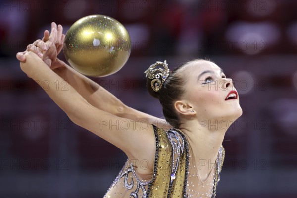 Sofia, Bulgaria - 27 March, 2021:Ekaterina Fetisova of Uzbekistan performs during the individual