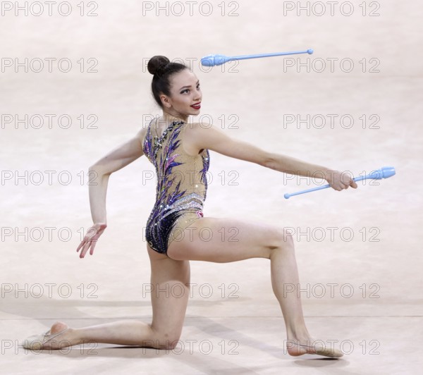 Sofia, Bulgaria - 27 March, 2021:Kamelya Tuncel of Turkey performs during the individual Clubs