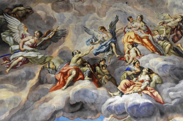 Detail of dome fresco by Johann Michael Rottmayr, Karlskirche, 1716-1736, Vienna, Austria, Europe,