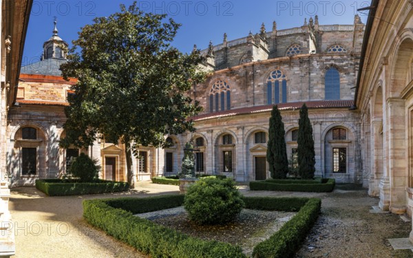 Astorga, Spain, 12 April, 2024: view of the cloister and inner courtyard of the Cathedral of Saint