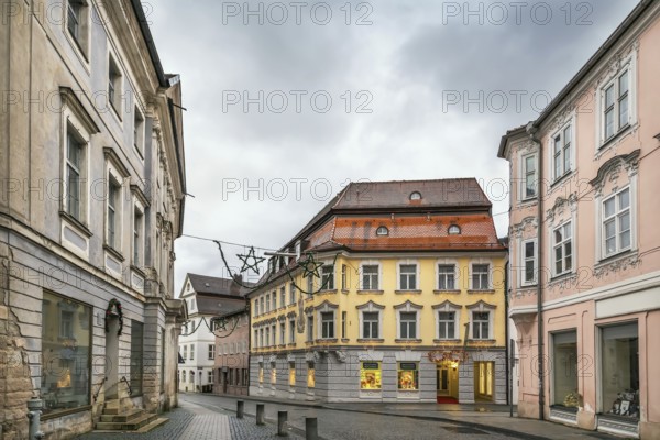 Street with histoorical houses in Eichstatt downtown, Germany, Europe