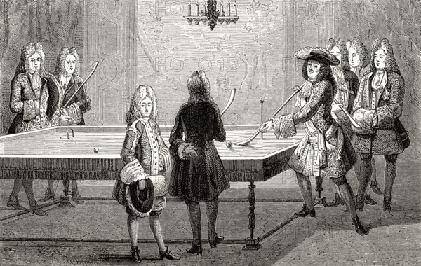 Ludwig XIV. spielt Billard, Versailles, Frankreich, 1694, Ludwig der Große, König von Frankreich,