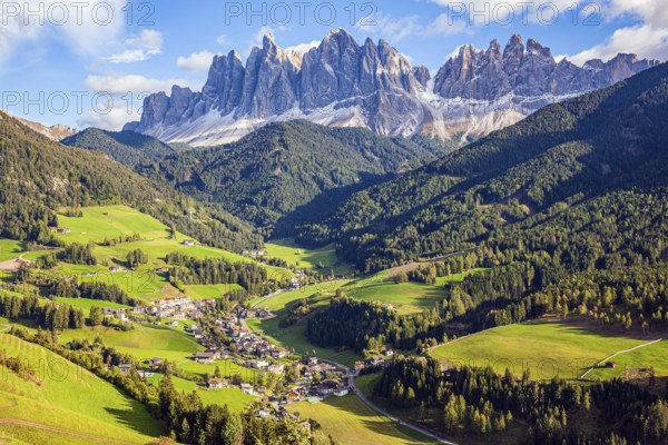 Fabulously beautiful valley in South Tyrol. Charming old little church in the Val de Funes.