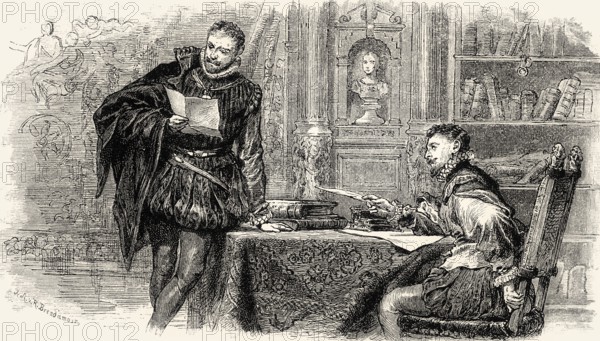 ACT II, SCENE II., Egmont's residence, Egmont with his Secretary, scene from EGMONT by Johann