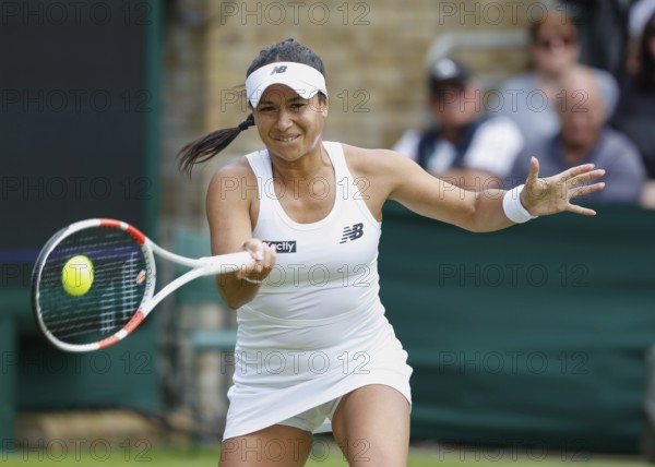 British tennis player Heather Watson in action at the 2024 Wimbledon Championships, London,