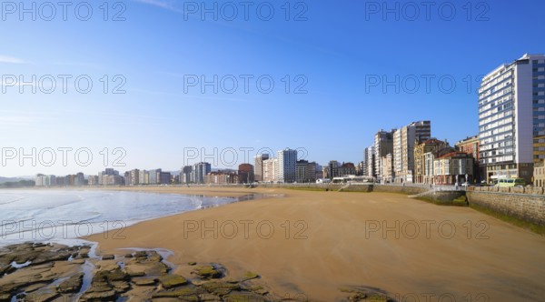 Gijon playa San Lorenzo beach in Asturias Spain
