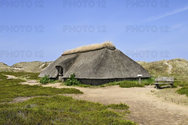 Reconstruction of an Iron Age house in the dune valley, Amrum, North Frisian Island, North Frisia,