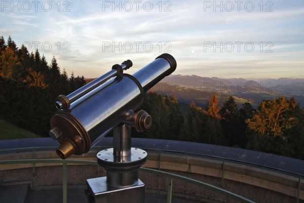 Observation telescope, panoramic view from the Pfänder into the Bregenzerwald and the Allgäu