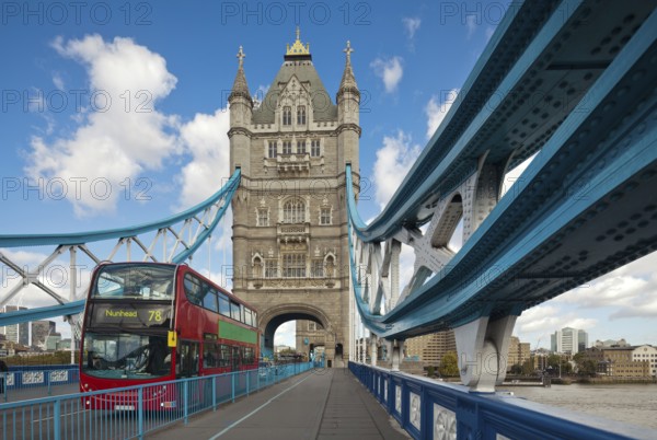 The famous Tower Bridge in London, UK. Sunny day. Photograph taken with the tilt-shift lens,