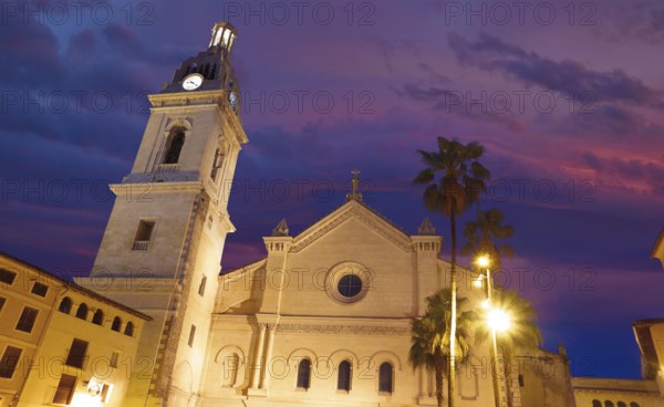 Plaza la Seu square Santa Maria church in Xativa at Valencia Jativa of Spain