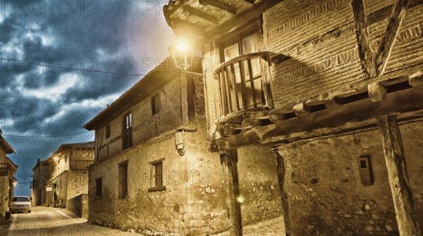 Street Scene, Traditional Architecture, Calatañazor, Medieval Town, Soria, Castilla y León, Spain,