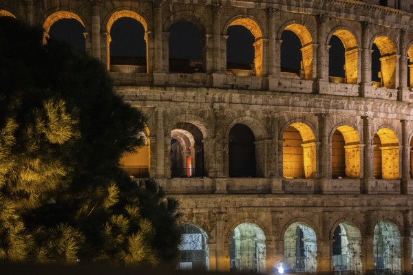The Colosseum, famous and unique historical building of the Eternal City. View in the morning with