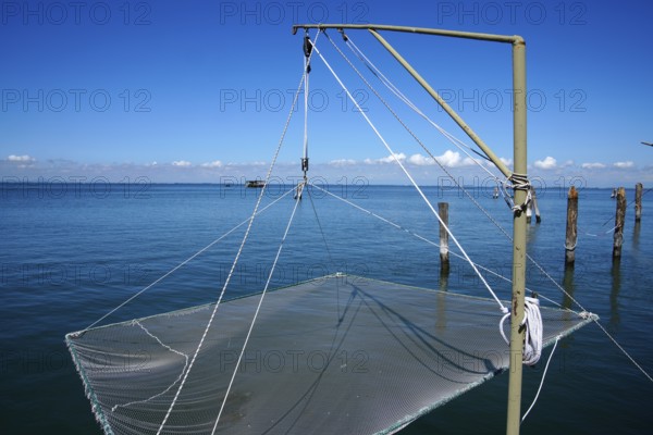 View of fishing nets, Venetian Lagoon, Isola Pellestrina, Venice Lagoon, near Chioggia,
