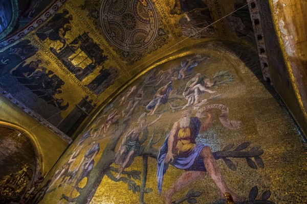 Interior view of St. Mark's Basilica, mosaics, frescoes, Venice, Veneto, Adriatic Sea, Northern