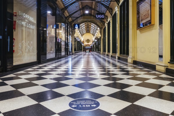 Melbourne, Australia, August 17, 2020: Collins St within Melbourne CBD is quiet and deserted during