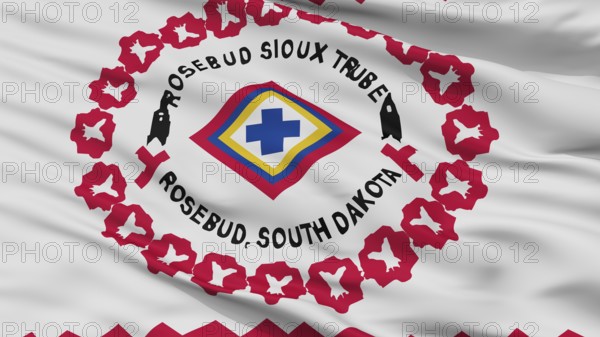 Rosebud Reservation Indian Flag, Closeup View