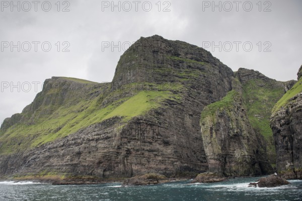 Landscape on the Faroe Islands with ocean and cliffs close to Vestmanna on Streymoy, Faroe Islands,
