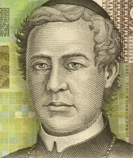 Juraj Dobrila (1812-1882) on 10 Kuna 2001 banknote from Croatia. Bishop and benefactor from Istria