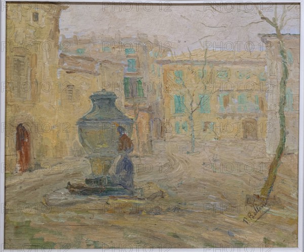 Paisatge urba, 1930, Felipe Bellini, oil on canvas, pollensa museum, Majorca, Balearic Islands,