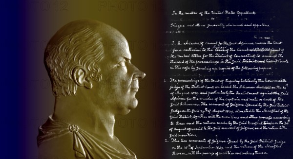 Portrait after a medal of John Quincy Adams, 6th president of the United States, his request for