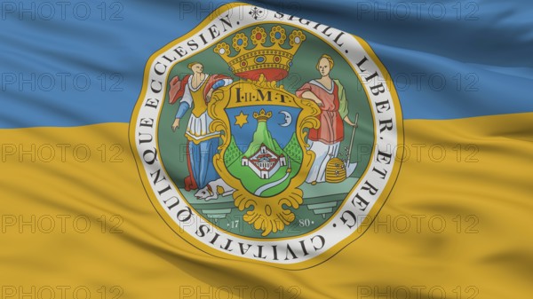 Hun Pecs City Flag, Country Hungary, Closeup View