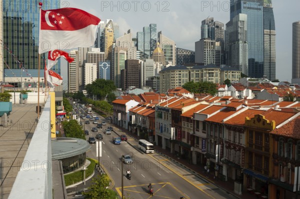 19.07.2018, Singapore, Republic of Singapore, Asia, A view from above of Singapore's Chinatown
