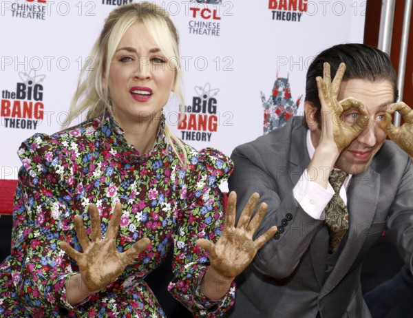 Kaley Cuoco and Simon Helberg at the handprints ceremony for 'The Big Bang Theory' held at the TCL