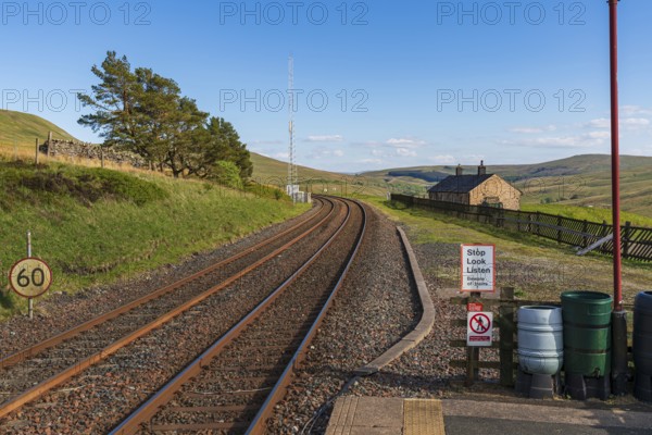 Near Cowgill, Cumbria, England, UK, May 16, 2019: The Dent Station on the Settle-Carlisle Railway