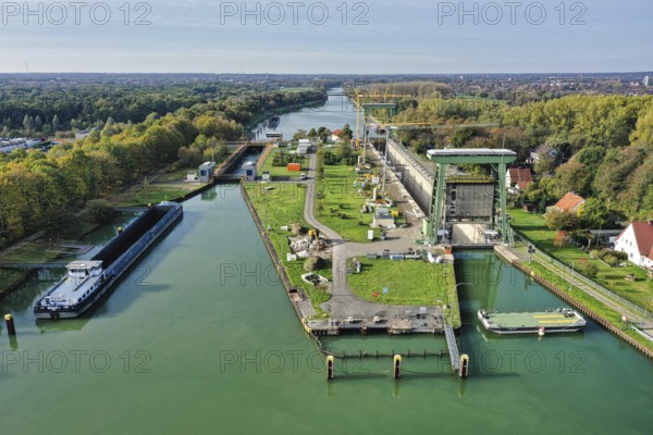 Repair Works at a canal lock in North Rhine-Westphalia, along the Wesel-Datteln Canal. The larger