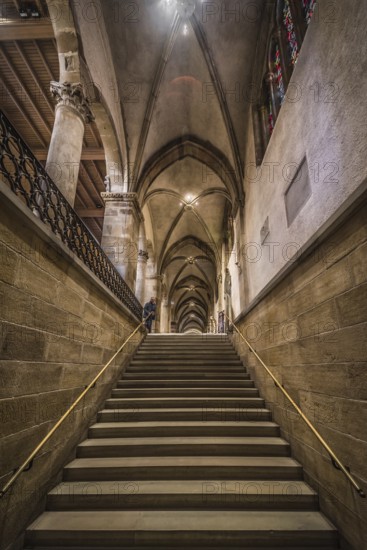 Echternach, The Grand Duchy of Luxembourg, 04 14 2019, The arches, ceiling and interior design of