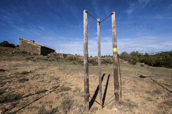 Melchor refuge, Sierra de Santo Domingo protected landscape, Biel, Cinco Villas, Aragon, Spain,