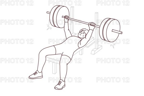 Male athlete in sportswear lift barbell in gym. Man powerlifter training preparing for competition.