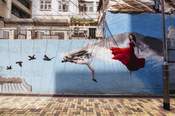 SAI YING PUN, HONG KONG - SEPTEMBER 28, 2024 - Sai Ying Pun's ARTLANE in Hong Kong on a cloudy