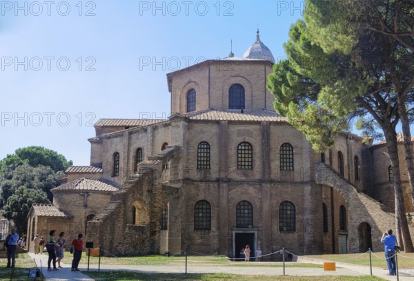 Tourists admire a prime example of early Christian architecture, the octagonal Basilica of San