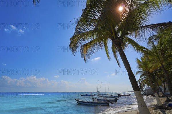 Playa del Carmen beach in Riviera Maya Caribbean at Mayan Mexico