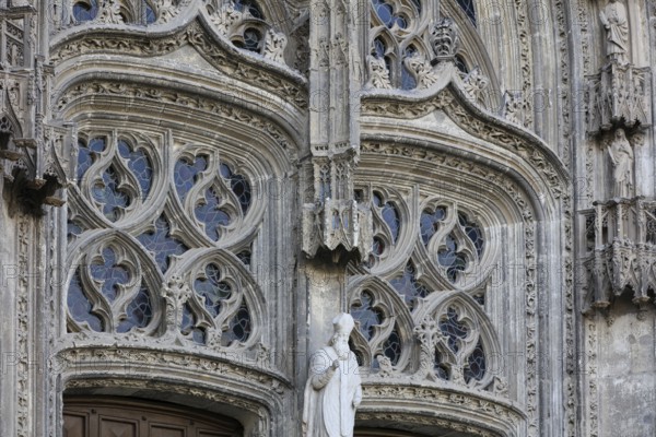 Gothic-style west façade of Saint-Gatien Cathedral, Tours, Indre-et-Loire department, Centre Val de